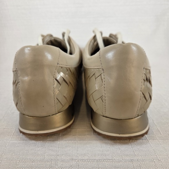 Cole Haan Oxford Sneakers Leather Woven Metallic Beige Women's 10 AA - Picture 3 of 13